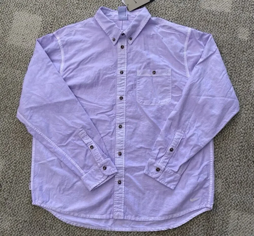 Nike Life Oxford Long Sleeve Shirt Button Up HJ7270-515 Lavender Men's Size XL